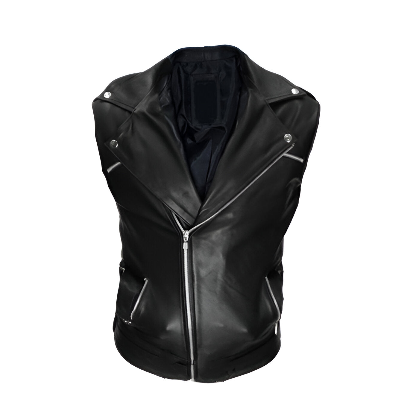 Chaleco de piel rockero para hombre con cierre cruzado Slim Fit estilo biker