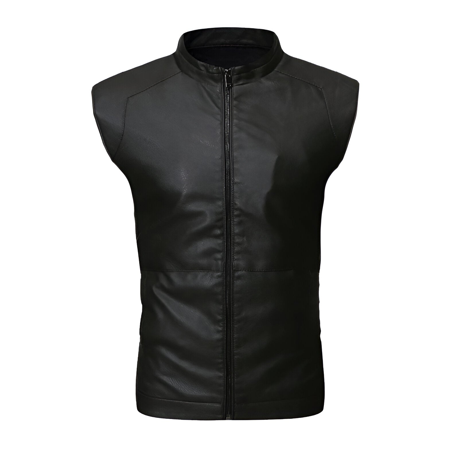 Chaleco de piel rockero para hombre estilo motociclista Slim Fit