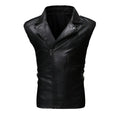 Chaleco de piel rockero para hombre con cierre cruzado Slim Fit estilo biker