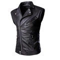Chaleco de piel rockero cruzado para hombre estilo motociclista biker