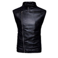 Chaleco de piel rockero para hombre Slim Fit con cierre cruzado estilo biker