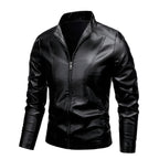 Chamarra de piel biker para hombre Slim Fit vista lateral