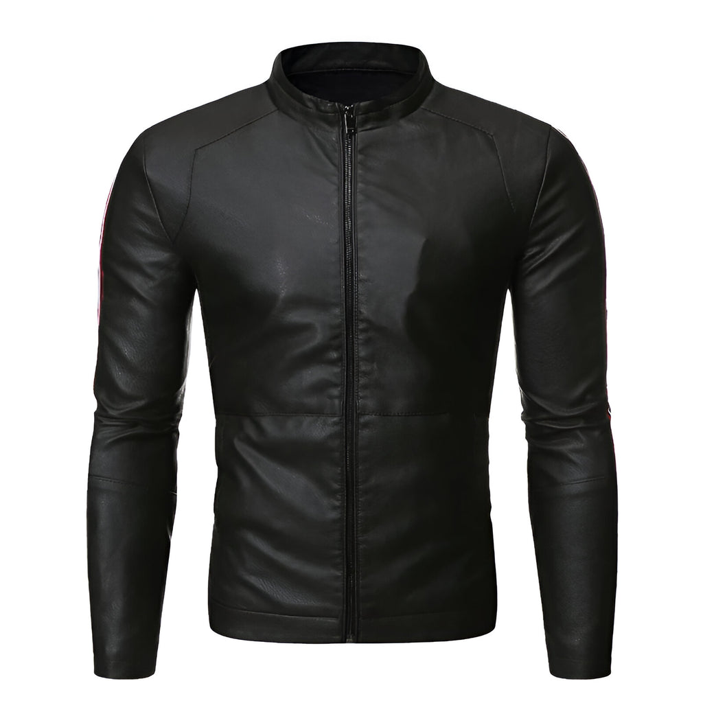Chamarra de piel rockera para hombre estilo motociclista Slim Fit