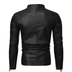 Chamarra de piel rockera hombre estilo motociclista Slim Fit vista trasera