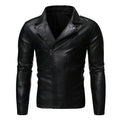 Chamarra de piel rockera para hombre con cierre cruzado Slim Fit estilo biker