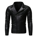 Chamarra de piel rockera para hombre con cierre cruzado Slim Fit estilo biker