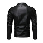Chamarra de piel rockera hombre Slim Fit vista posterior