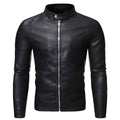 Chamarra de piel rockera para hombre Slim Fit biker con cuello alto