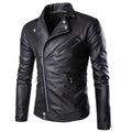 Chamarra de piel rockera para hombre cruzada estilo motociclista biker