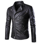 Chamarra de piel rockera para hombre cruzada estilo motociclista biker