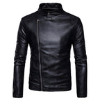 Chamarra de piel rockera para hombre con cierre cruzado estilo biker