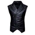 Chaleco de piel rockero cruzado para hombre tipo saco estilo biker