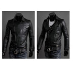 Chamarra de piel rockera cruzada hombre motociclista Slim Fit vista frontal