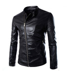 Chamarra de piel rockera cruzada para hombre estilo motociclista Slim Fit