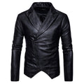 Chamarra de piel rockera cruzada para hombre tipo saco estilo biker
