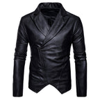 Chamarra de piel rockera cruzada para hombre tipo saco estilo biker
